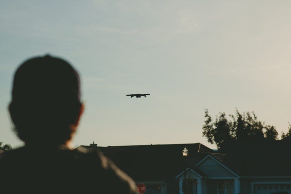 drone flying far away